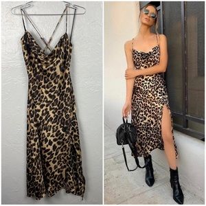 ASTR the Label GAIA ANIMAL Cheetah MIDI SLIP DRESS size Small